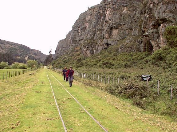 The way in: the rail line and the footpath between fences