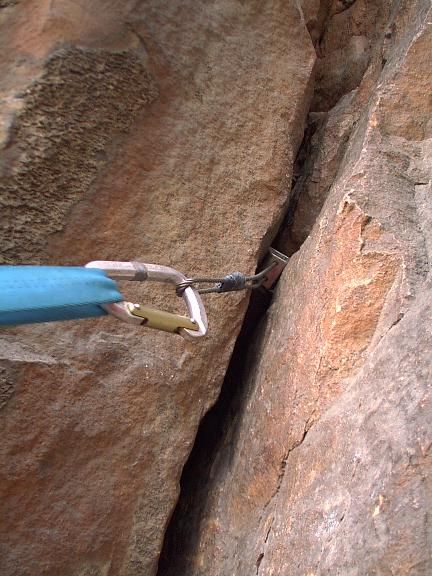Anchor in a crack, with karabiner