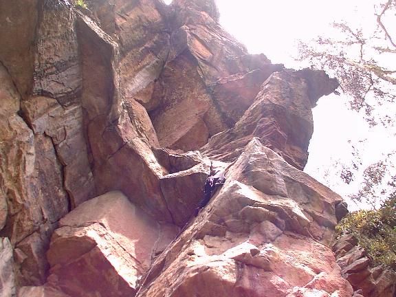 The red rock formations of the upper sector