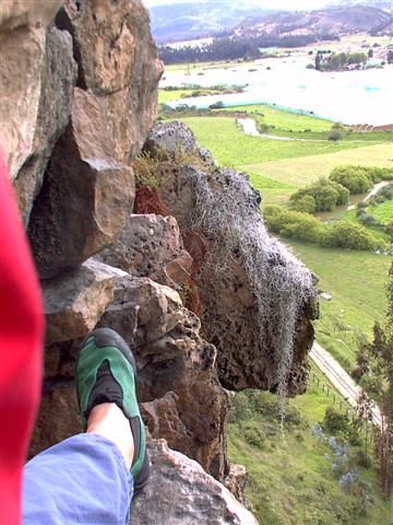 Belaying with the valley behind