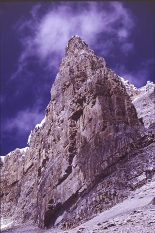 The rock needle among glaciers