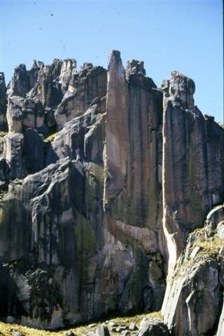The rock towers of the high mountains