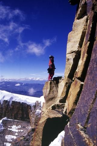 Silhouette on the snowy ridge