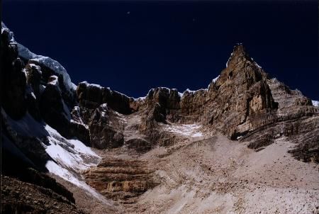 Snowy peaks at dusk