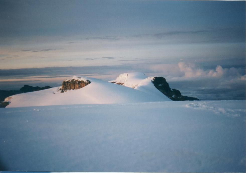 The snow at sunset