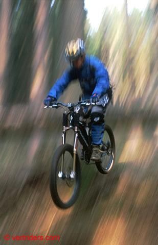 Mountain biking at full speed
